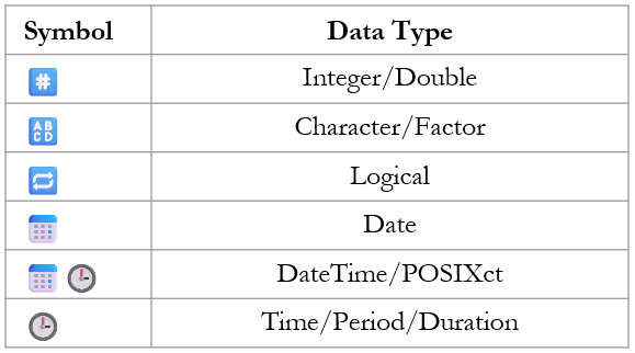 dataviewR datatypes